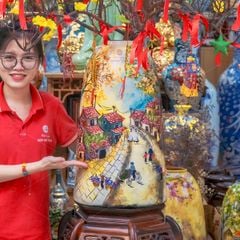 Bình Hoa Dáng Chuông Vẽ Tay Họa Tiết Phố Cổ