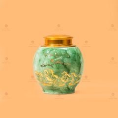 Hũ Đựng Trà Men Xanh Mã Đáo Thành Công Vẽ Vàng