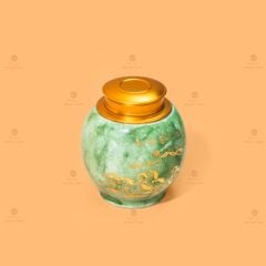 Hũ Đựng Trà Men Xanh Mã Đáo Thành Công Vẽ Vàng