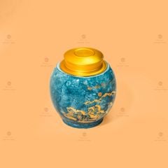 Hũ Đựng Trà Men Lam Mã Đáo Thành Công Vẽ Vàng