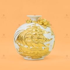 Quả Hút Lộc Men Trắng Thuận Buồm Xuôi Gió Dát Vàng