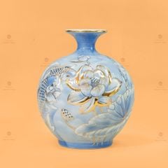 Quả Hút Lộc Niên Niên Hữu Dư Chạm Nổi Vẽ Vàng