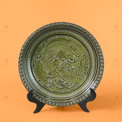Đĩa Trưng Bày Đắp Nổi Cá Chép Hoa Sen
