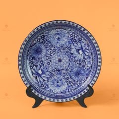 Đĩa Trưng Bày Men Lam Ngàn Hoa Hội Tụ