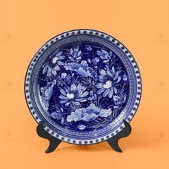 Đĩa Trưng Bày Men Lam Hoa Sen Nở Rộ