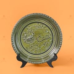 Đĩa Trưng Bày Đắp Nổi Kỳ Lân Chở Sách