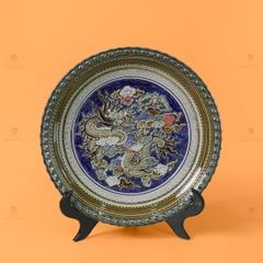 Đĩa Trưng Bày Đắp Nổi Vẽ Màu Cá Chép Hóa Rồng