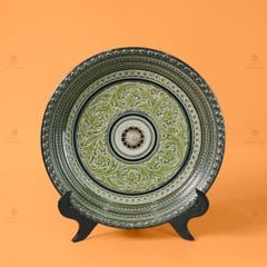 Đĩa Trưng Bày Đắp Nổi Vẽ Màu Hoa Dây