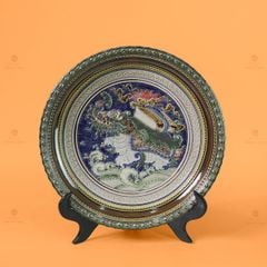 Đĩa Trưng Bày Đắp Nổi Vẽ Màu Kỳ Lân Chở Sách