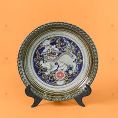 Đĩa Trưng Bày Đắp Nổi Vẽ Màu Lân Quy Phụng