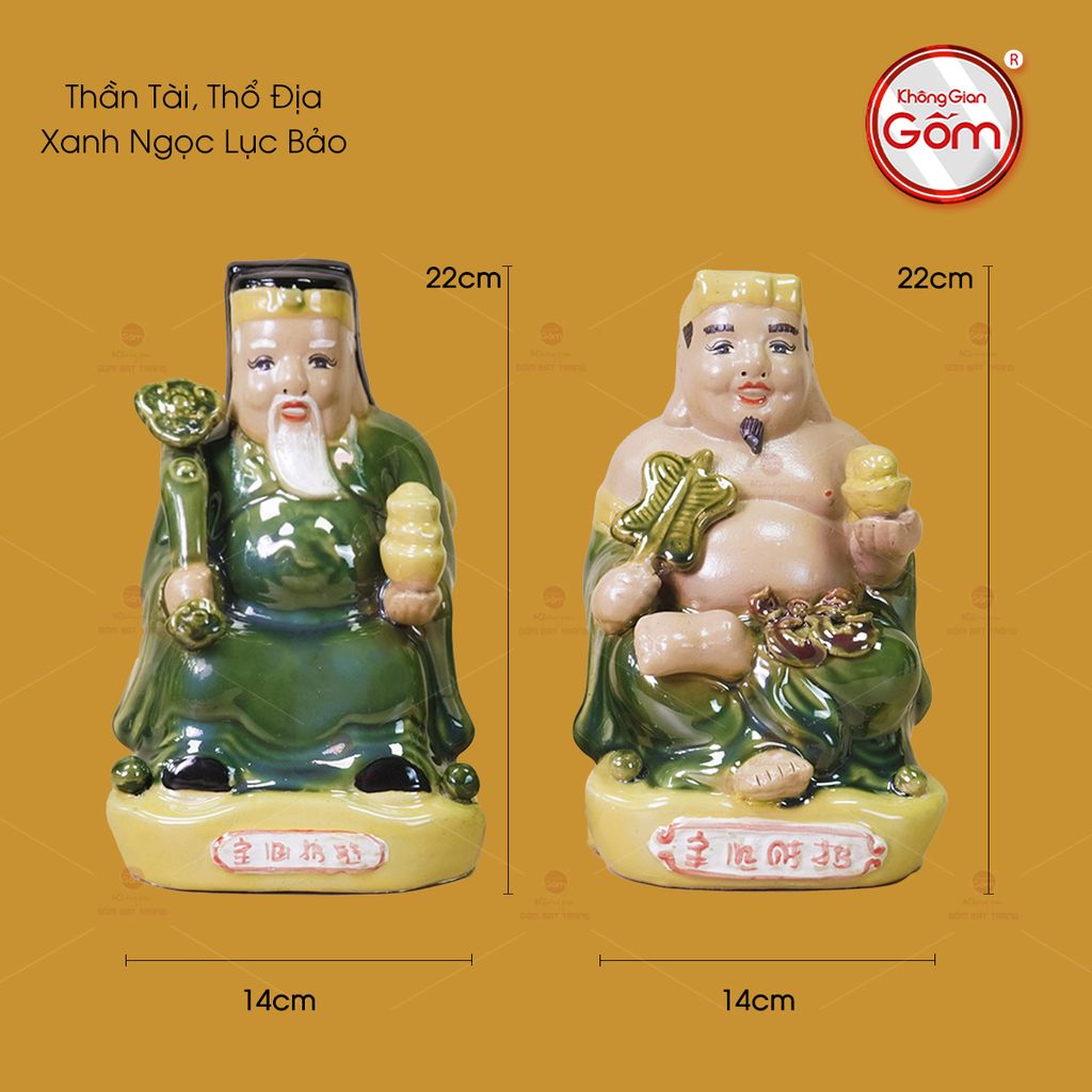 Tượng Thần Tài Thổ Địa Men Ngọc Lục Bảo