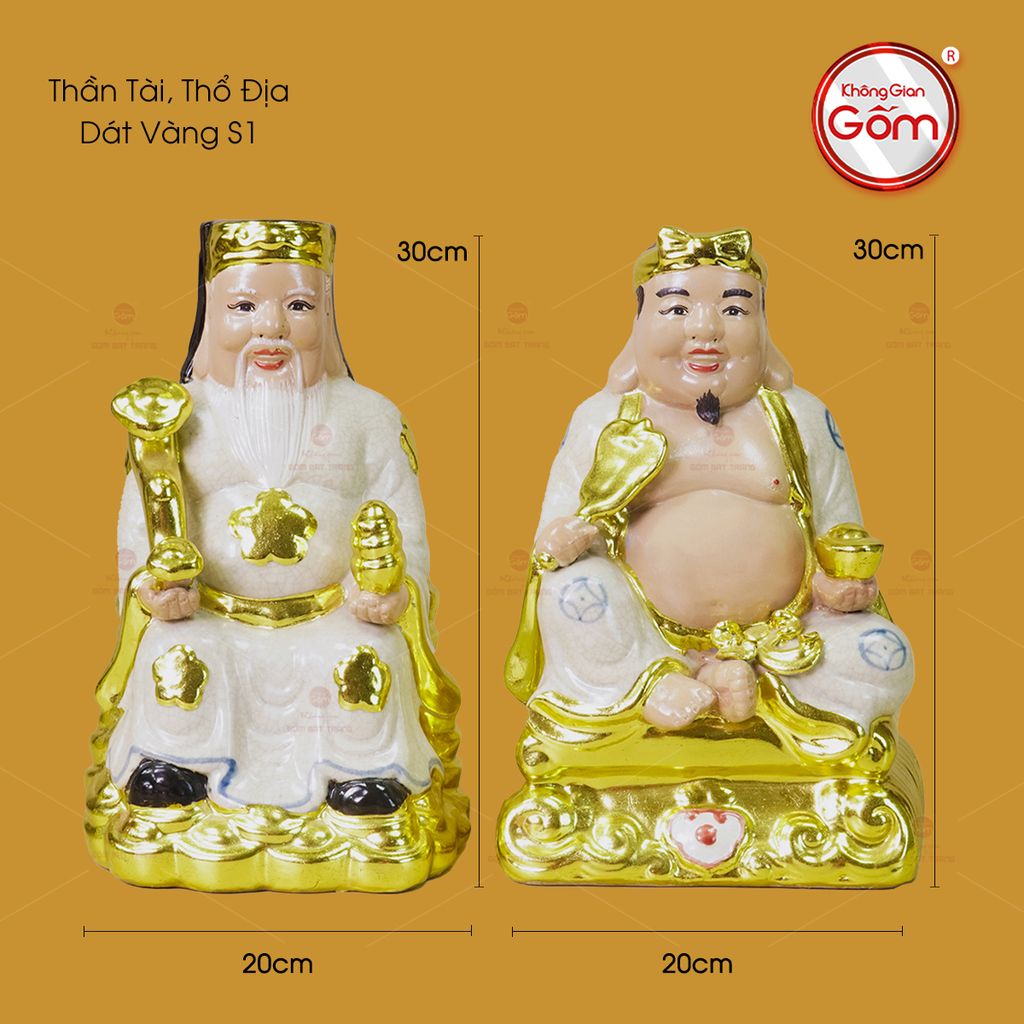 Tượng Thần Tài Thổ Địa Men Rạn Dát Vàng
