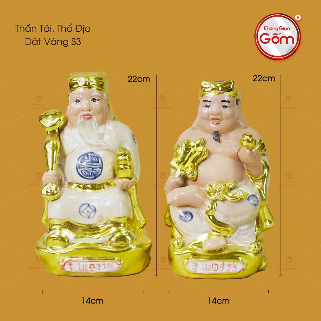Tượng Thần Tài Thổ Địa Men Rạn Dát Vàng