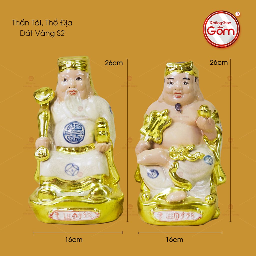 Tượng Thần Tài Thổ Địa Men Rạn Dát Vàng