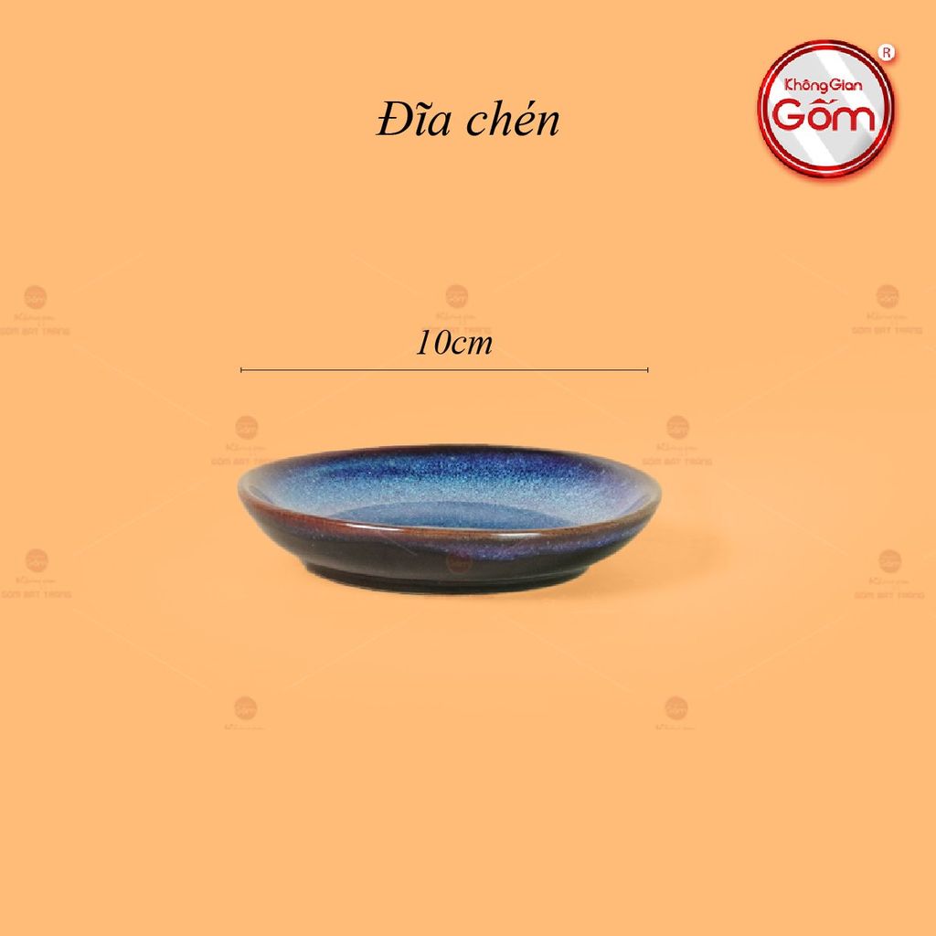 Bộ Ấm Chén Men Xanh Đen Cao Lòng Phấn Hồng