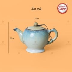 Bộ Ấm Trà Cao Men Hỏa Biến Khay Sen Dài