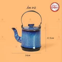 Bộ Ấm Chén Men Xanh Hỏa Biến Đốt Trúc Lòng Trắng
