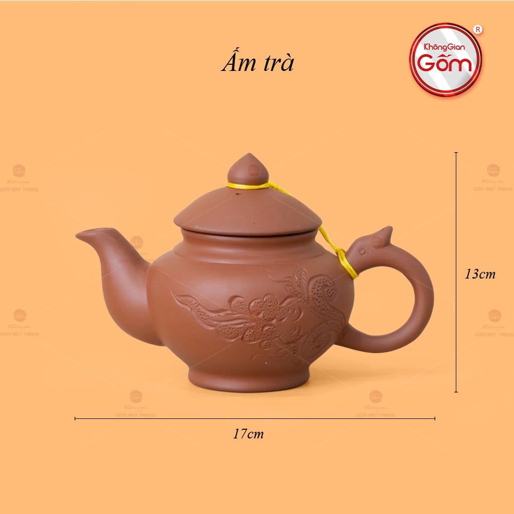 Bộ Ấm Trà Tử Sa Quai Rồng Tách Lót