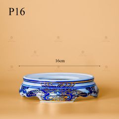 Đế Bát Hương Men Lam Nổi Vẽ Vàng Kim