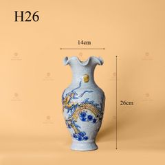 Lọ Hoa Miệng Lượn Men Rạn Nổi Họa Tiết Hồi Long Hướng Nhật