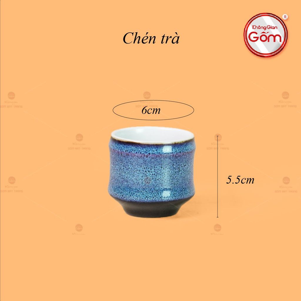 Bộ Ấm Chén Men Xanh Hỏa Biến Đốt Trúc Lòng Trắng