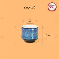 Bộ Ấm Chén Men Xanh Hỏa Biến Đốt Trúc Lòng Trắng