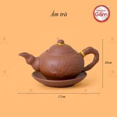 Bộ Ấm Trà Tử Sa Đĩa Đơn Đắp Trúc