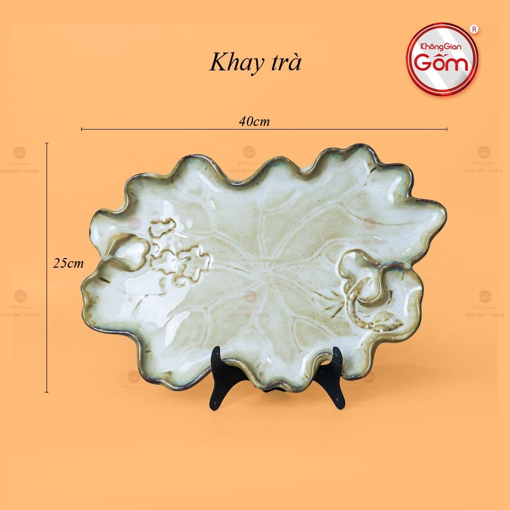 Bộ Ấm Trà Cao Men Hỏa Biến Khay Sen Dài