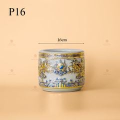Bát Hương Men Hoàng Tộc Vẽ Vàng Họa Tiết Song Long Chầu Nguyệt
