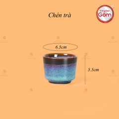 Bộ Ấm Chén Men Xanh Đen Cao Lòng Phấn Hồng