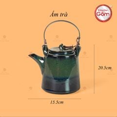 Bộ Ấm Chén Cao Men Hỏa Biến Xanh Rêu Ngọc Thỏ