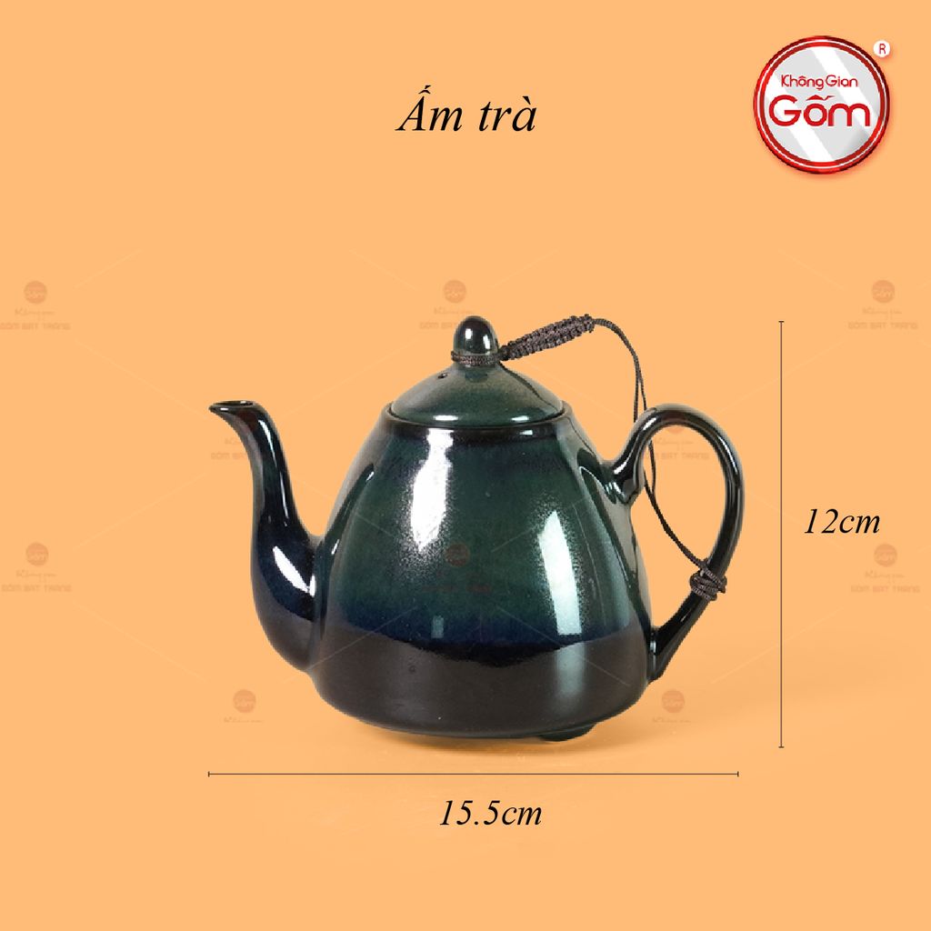 Bộ Ấm Chén Rêu Men Hỏa Biến Thỏ Ngọc