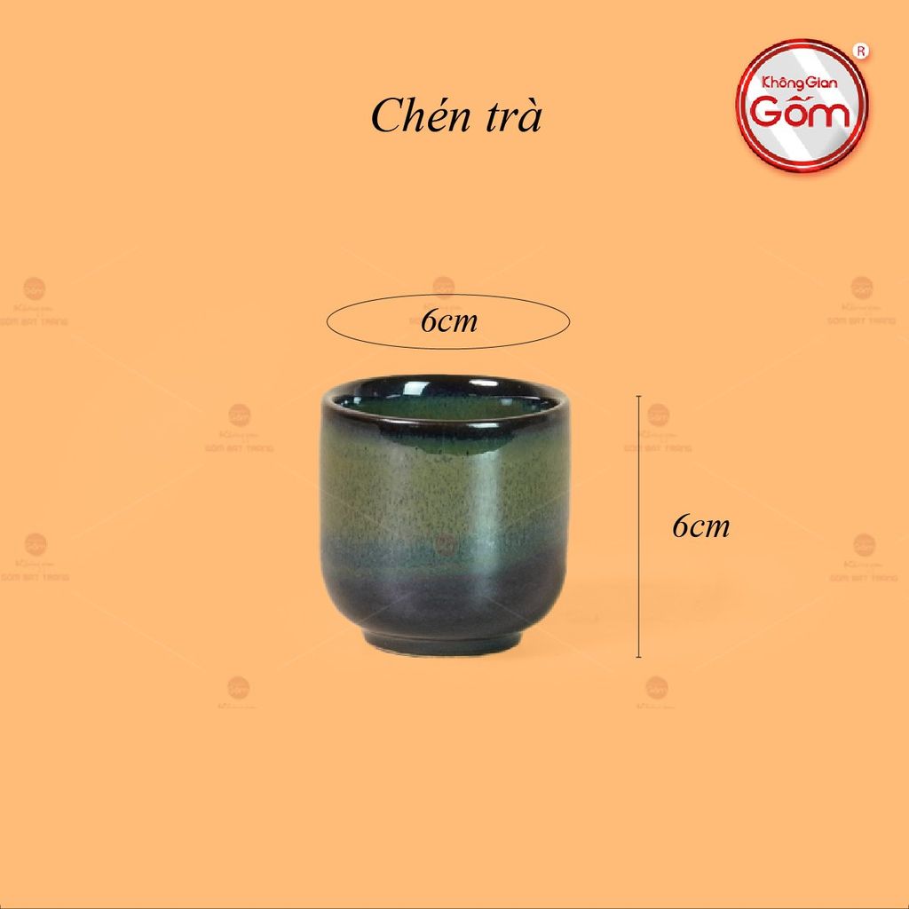 Bộ Ấm Chén Cao Men Hỏa Biến Xanh Rêu Ngọc Thỏ