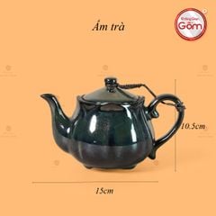 Bộ Ấm Chén Men Hỏa Biến Xanh Rêu Sen Ngọc Thỏ