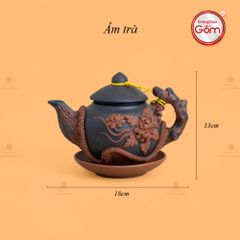 Bộ Ấm Trà Tử Sa Đắp Nổi Hoa Mẫu Đơn