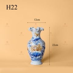 Lọ Hoa Miệng Lượn Men Rạn Nổi Họa Tiết Kim Liên
