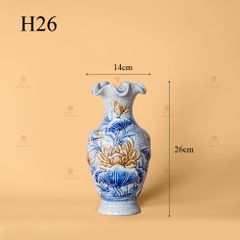Lọ Hoa Miệng Lượn Men Rạn Nổi Họa Tiết Kim Liên
