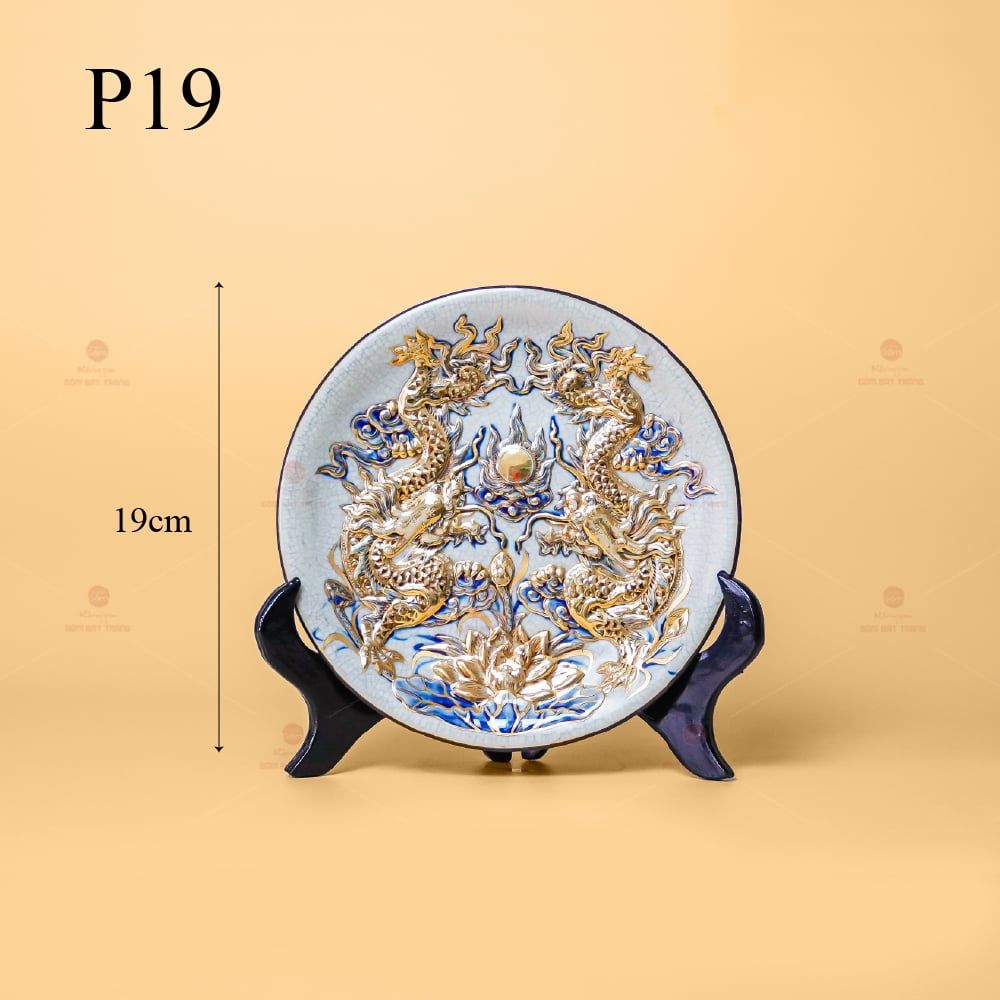 Mâm Bồng Men Rạn Vẽ Vàng Họa Tiết Long Phụng Trình Tường