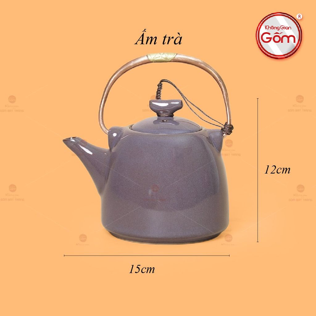 Bộ Ấm Chén Siêu Men Xám Hỏa Biến Lòng Hoa