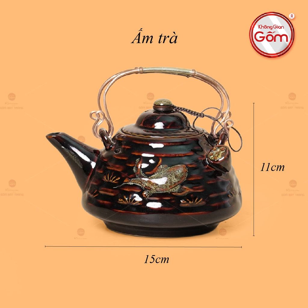 Bộ Ấm Chén Hỏa Biến Nâu Sen Cá