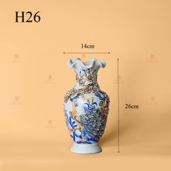 Lọ Hoa Miệng Lượn Men Rạn Nổi Họa Tiết Công Đào