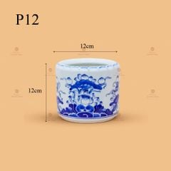 Bát Hương Thờ Men Lam Họa Tiết Hoa Sen