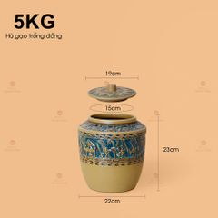 Hũ Gạo Trống Đồng Men Vàng