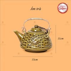 Bộ Ấm Chén Hỏa Biến Nâu Vàng Sen Cá