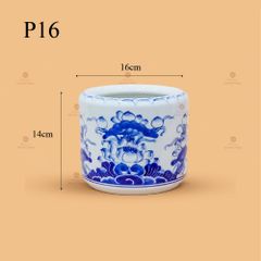 Bát Hương Thờ Men Lam Họa Tiết Hoa Sen