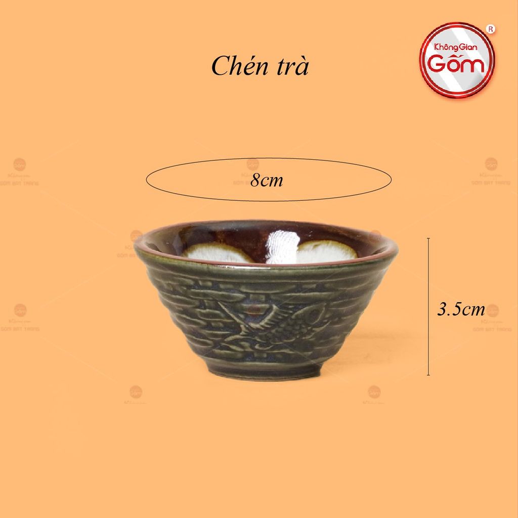 Bộ Ấm Chén Hỏa Biến Xanh Sen Cá