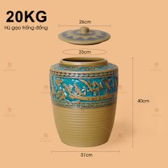 Hũ Gạo Trống Đồng Men Vàng