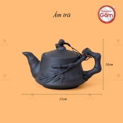 Bộ Ấm Trà Tử Sa Đắp Trúc Khay Thủng