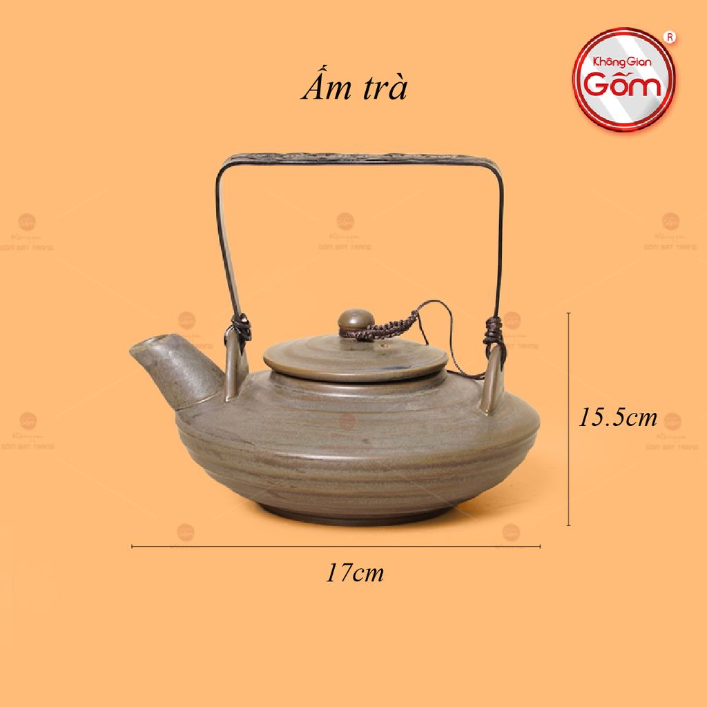 Bộ Ấm Chén Rêu Đá Dáng Đĩa Bay