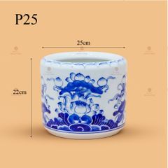 Bát Hương Thờ Men Lam Họa Tiết Hoa Sen